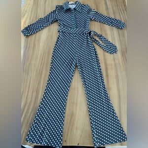 Diane Von Furstenberg Green and Pink Patterned Top jumpsuit